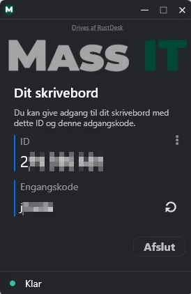 Mass IT QuickSupport viser dit ID